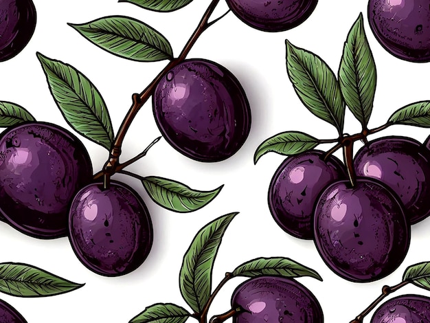 Vector Couleur Prune Dessin Du Jardin Icône De Fruit Sucré Isolé