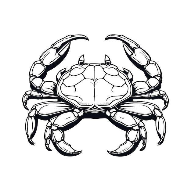 Vector Crabe De Mer Dessiné à La Main Dessin De Style De Gravure Animaux Sous-marins Illustration Vectorielle