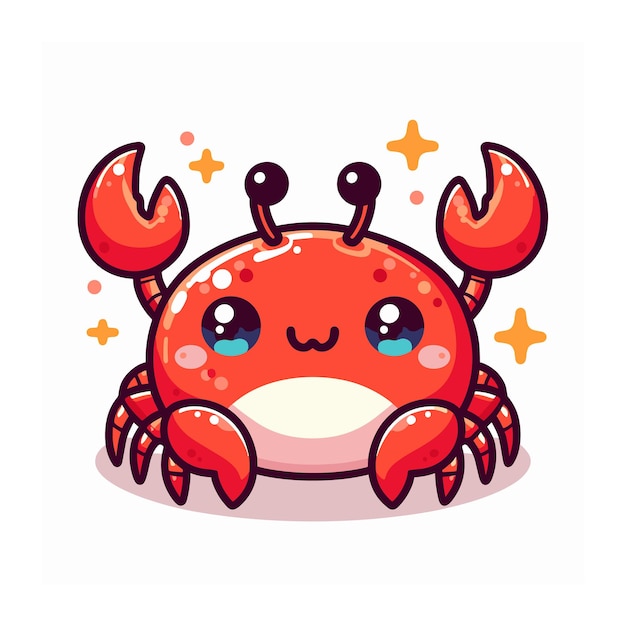 Vecteur vector de crabe mignon sur fond blanc