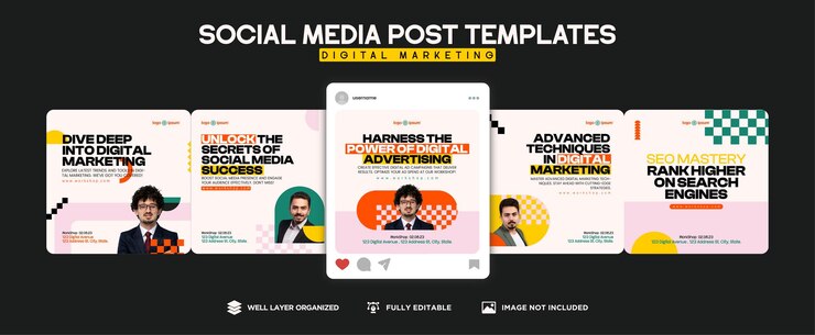 Vecteur vector créatif marketing d'entreprise numérique volet carré ensemble de modèles de messages de marketing sur les médias sociaux