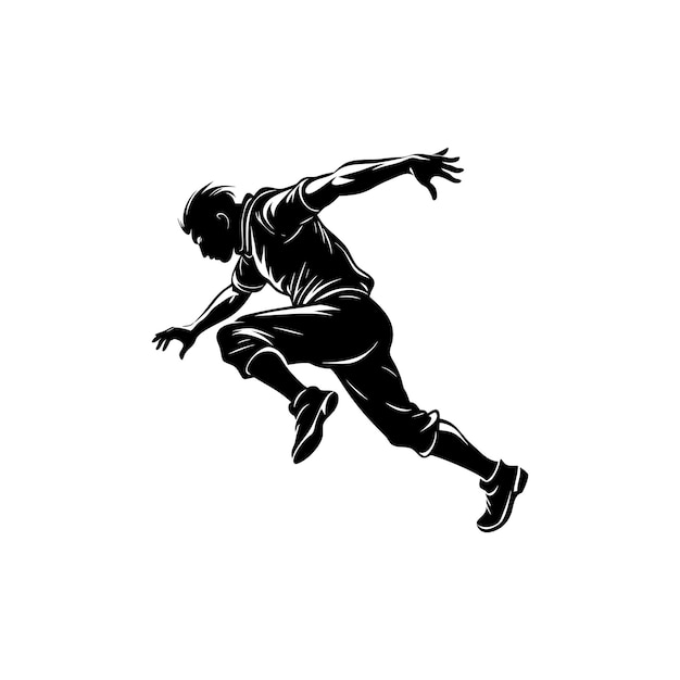 Vector créatif de la silhouette d'un homme touriste de parkour