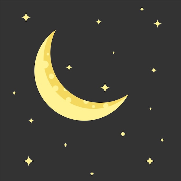 Vector de croissant de lune et d'étoiles
