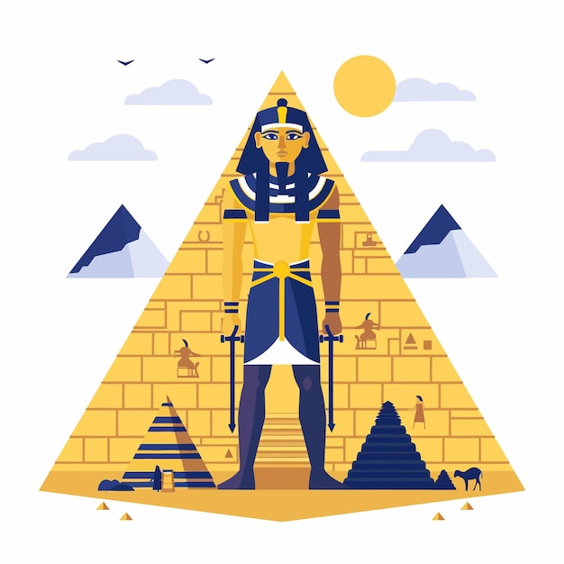Vecteur vector de la culture égyptienne, des pyramides et des pharaons