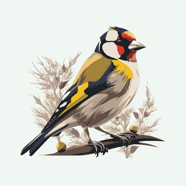 Vector Cute Goldfinch Oiseau De Dessin Animé Style