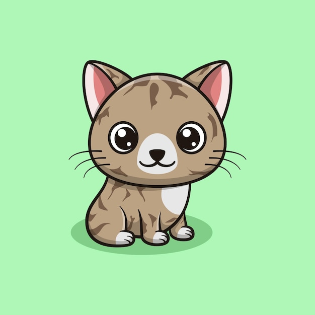 Vector Cute Manx Cat Illustration Kawaii Animal Cartoon Character Design Pour Bannière Icône Mascotte