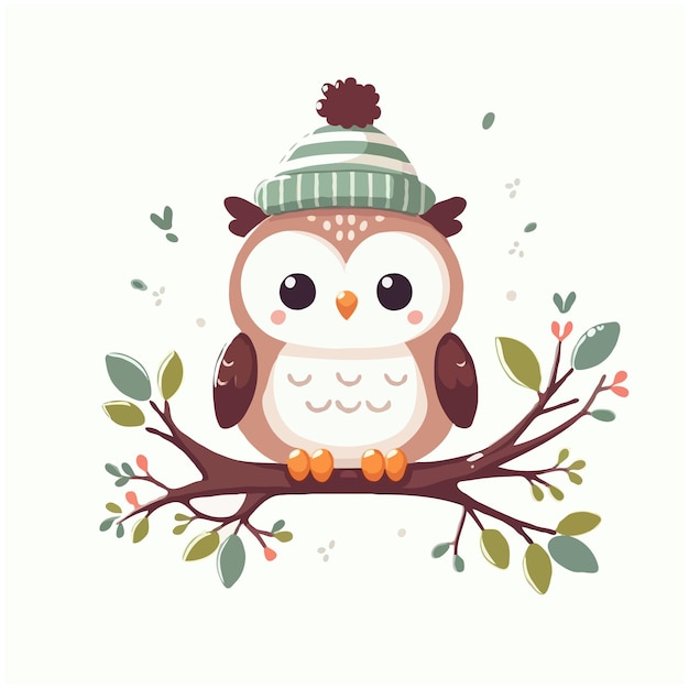 Vector De Dessin Animé De Hibou Sur Fond Blanc