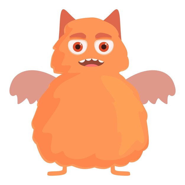 Vector de dessin animé de l'icône du monstre de la mouche-chat personnage drôle
