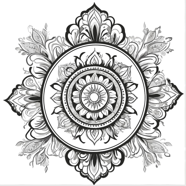 Vector de dessin animé Mandala sur fond blanc