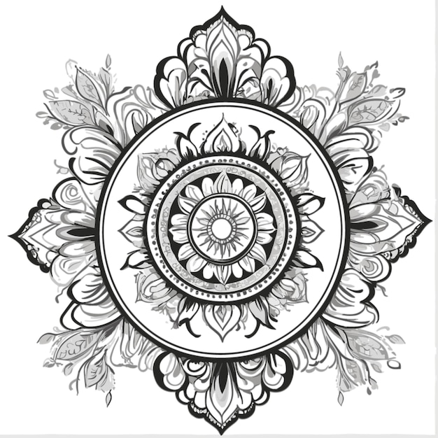 Vecteur vector de dessin animé mandala sur fond blanc