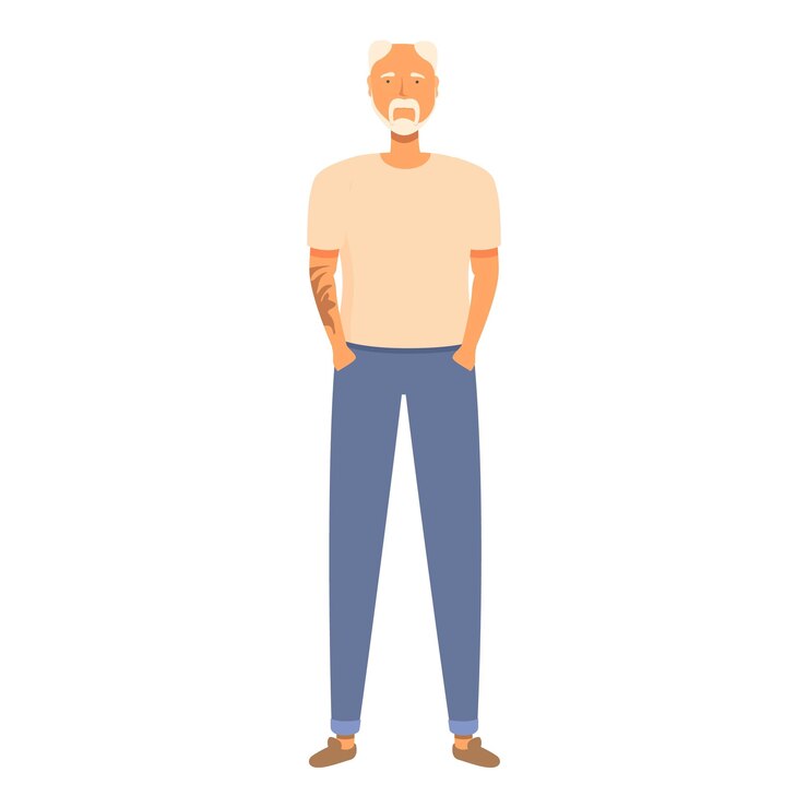 Vecteur vector de dessin animé de la moustache heureuse de l'icône senior face de personne heureuse