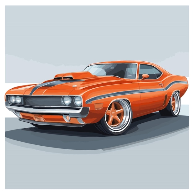 Vector De Dessin Animé De Voiture Musculaire Sur Fond Blanc