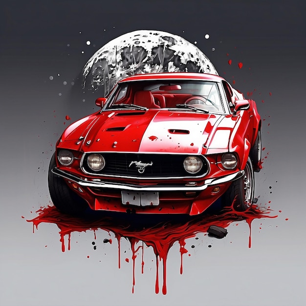 Vector Un Dessin De T-shirt De Voiture Rouge