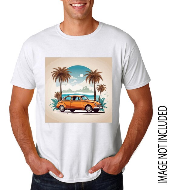 Vector dessinant une chemise Une voiture sur la plage