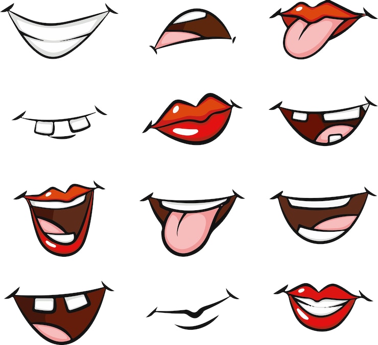 Vecteur vector dessiné à la main avec la bouche ouverte illustration de dessin animé