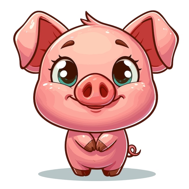 Vector De Dessins Animés De Cochons Mignons Sur Fond Blanc