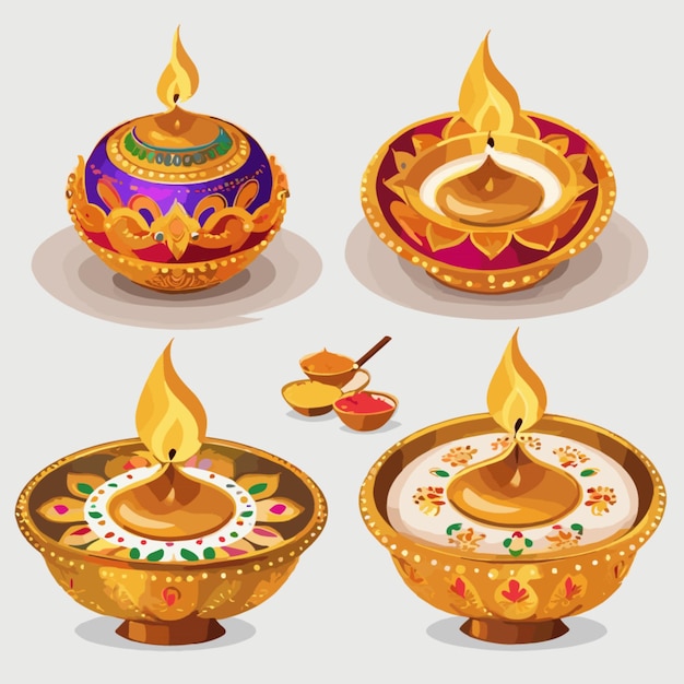 Vecteur vector de dessins animés diwali sur un fond blanc