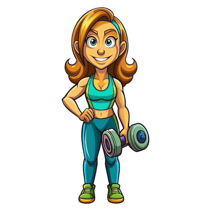 Vecteur vector de dessins animés de la femme forte culturiste