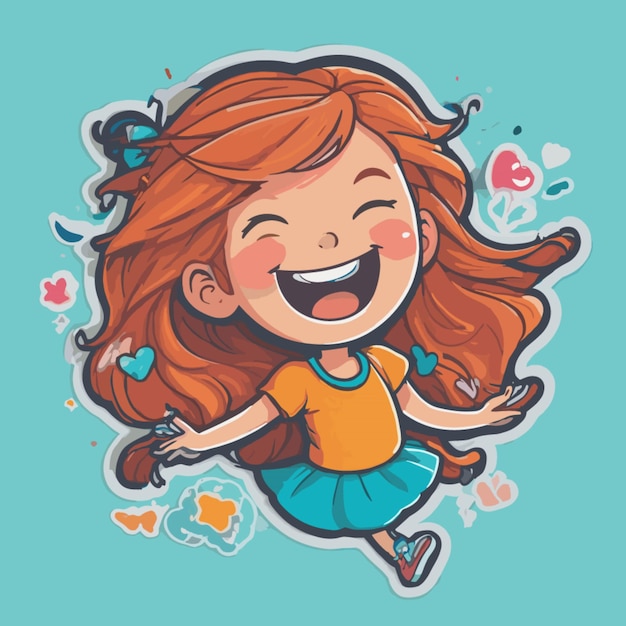 Vector De Dessins Animés De Filles Heureuses