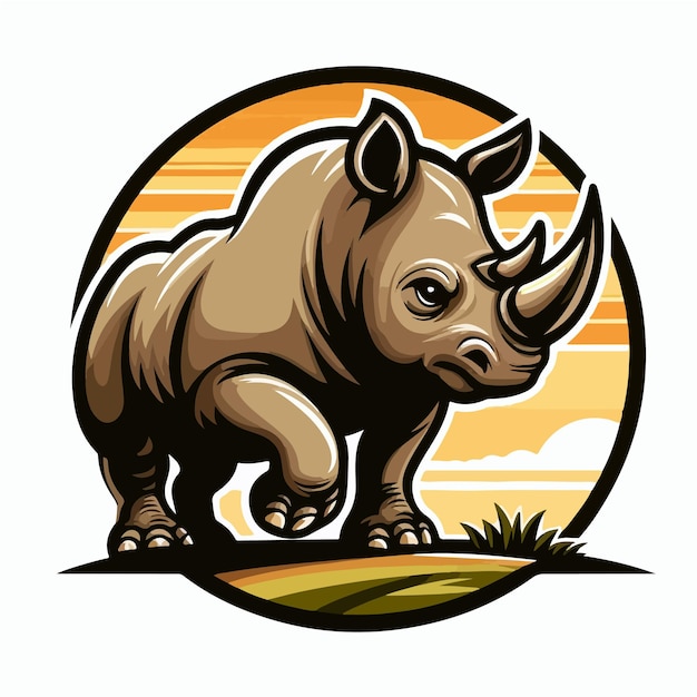 Vecteur vector de dessins animés de rhinocéros sur fond blanc