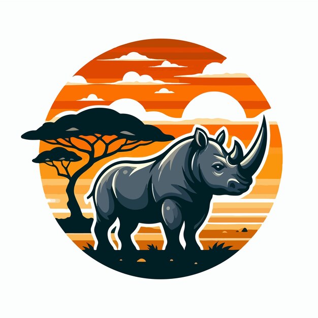 Vector De Dessins Animés De Rhinocéros Sur Fond Blanc