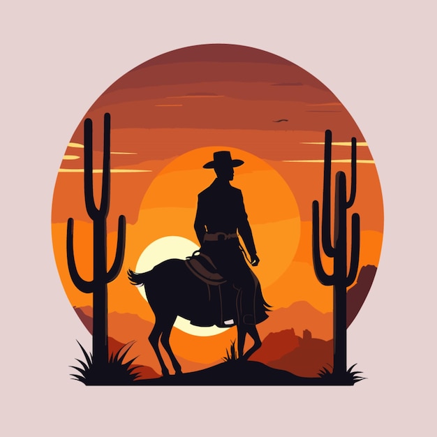 Vecteur vector de dessins animés de silhouette de cow-boy