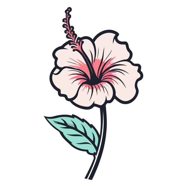 Vecteur vector détaillé d'une belle icône de fleur d'hibiscus idéale pour les projets à thème floral