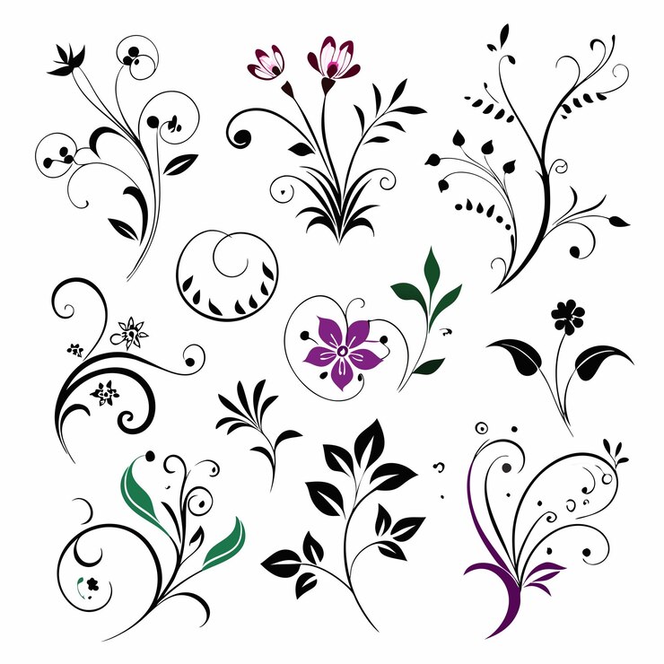 Vecteur vector différents dessins floraux de différentes couleurs 24