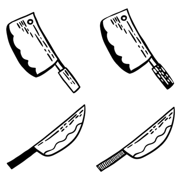 Vector doodle couteau noir et blanc