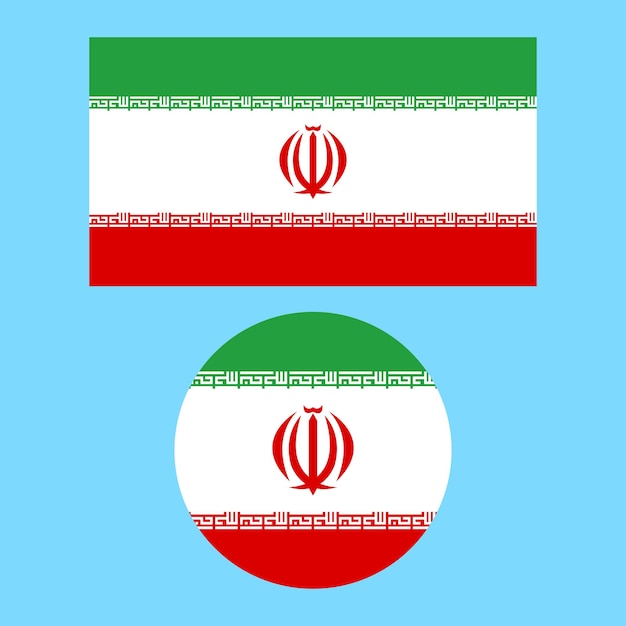 Vecteur vector du drapeau national de l'iran en forme de carré et de cercle