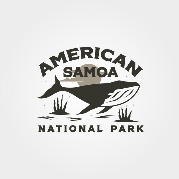 Vector Du Logo Vintage Des Samoa Américaines Avec Un Dessin D'illustration Du Symbole Des Baleines