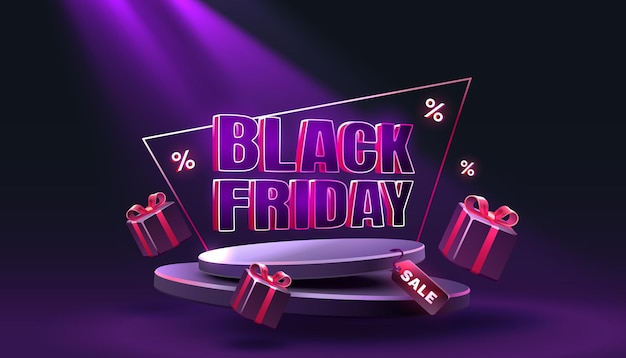 Vector du pourcentage de promotion de la bannière du jour de la grande vente du vendredi noir
