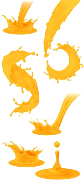 Vector d'éclaboussure de jus d'orange et de mangue Design EPS