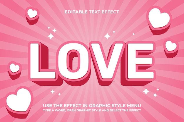 Vecteur vector d'effet de texte modifiable en 3d valentine