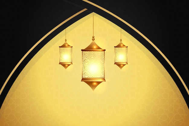 Vecteur vector élégant luxueux ramadan eid alfitr fond islamique carte de vœux décorative