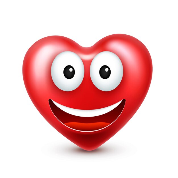 Vector D'emoji Souriant Au Cœur Pour La Fête De La Saint-valentin Visage Rouge Drôle Avec Des Expressions Et Des émotions D'amour