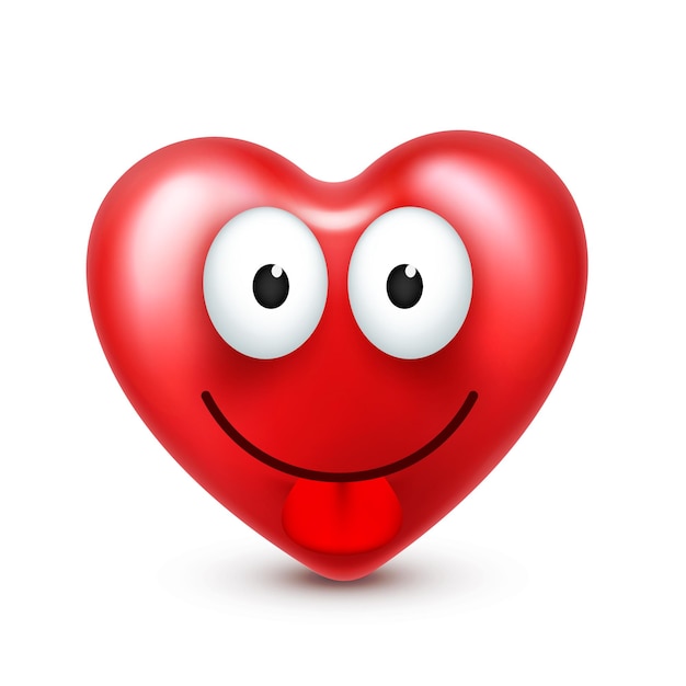 Vector d'emoji souriant au cœur pour la fête de la Saint-Valentin visage rouge drôle avec des expressions et des émotions d'amour