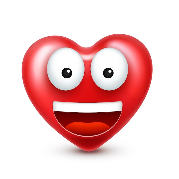 Vector d'emoji souriant au cœur pour la fête de la Saint-Valentin visage rouge drôle avec des expressions et des émotions d'amour