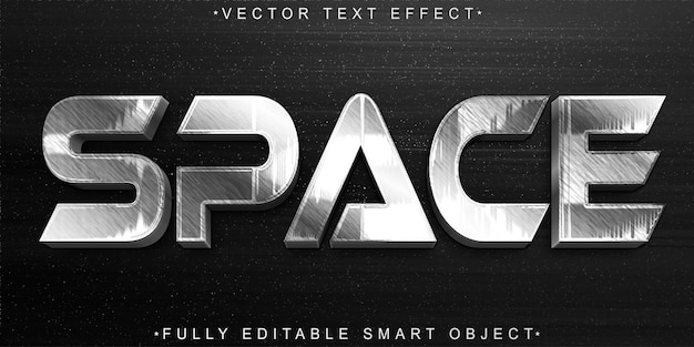 Vector d'espace argenté Effet de texte d'objet intelligent entièrement modifiable
