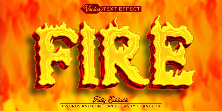 Vecteur vector de feu effet de texte d'objet intelligent entièrement modifiable
