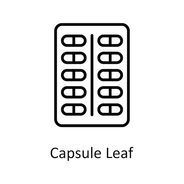 Vecteur vector de feuille de capsule contour de l'icône illustration de conception symbole médical sur fond blanc fichier eps 10