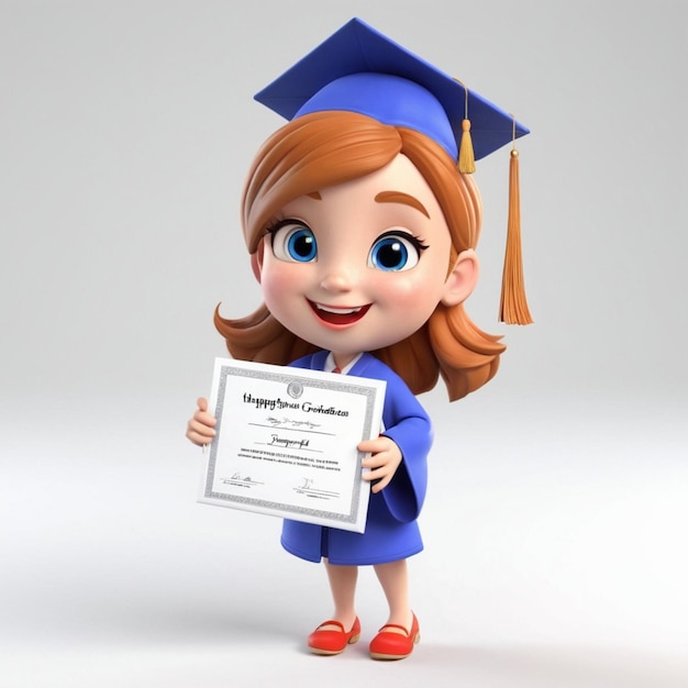 Vecteur vector de la fille heureuse qui obtient son diplôme