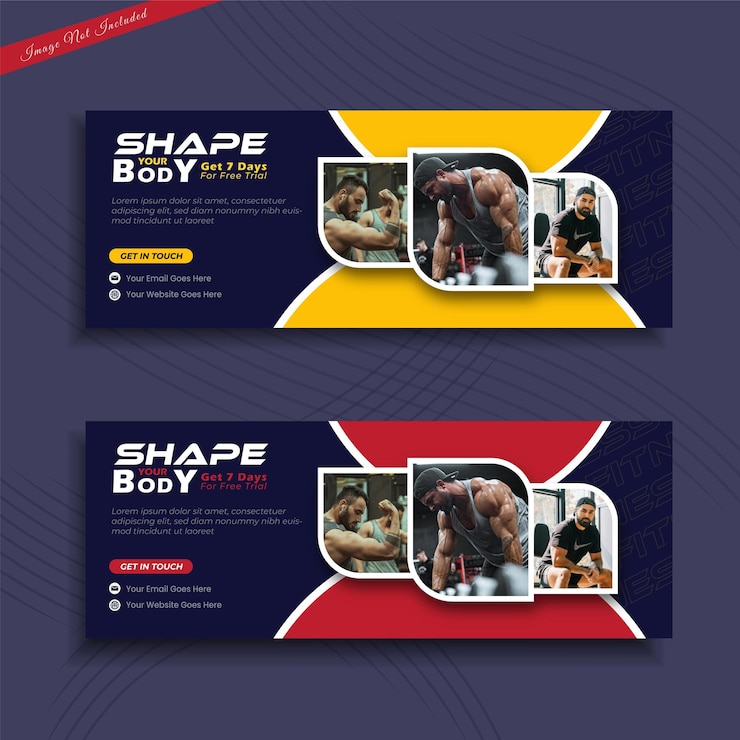 Vecteur vector fitness santé conception de couverture facebook