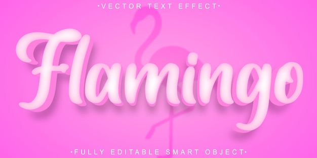 Vecteur vector de flamant rose mignon entièrement modifiable objet intelligent effet de texte