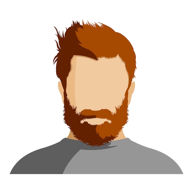 Vecteur vector flat man avatar sans visage avec coiffure et barbe