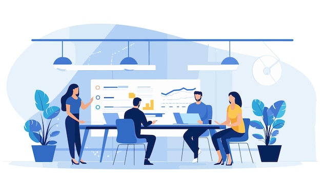 Vector flat people on business illustration du travail d'équipe illustration plate