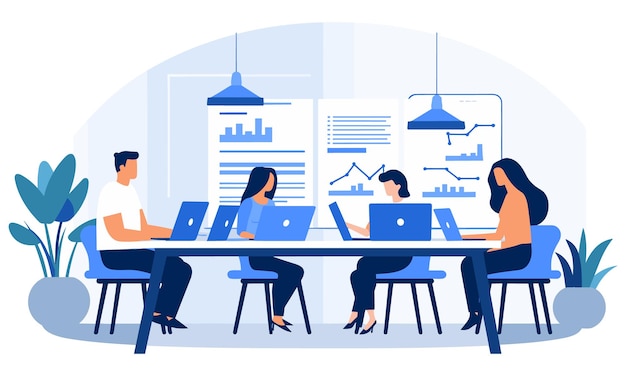 Vector flat people on business illustration du travail d'équipe illustration plate