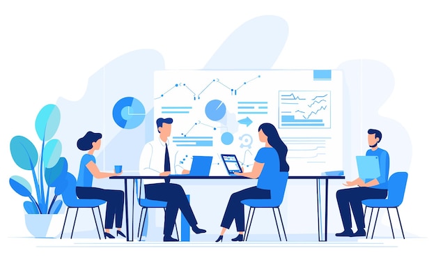 Vector flat people on business illustration du travail d'équipe illustration plate