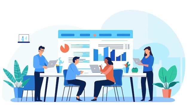 Vector flat people on business illustration du travail d'équipe illustration plate