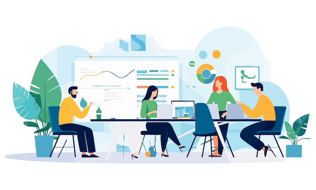 Vector flat people on business illustration du travail d'équipe illustration plate