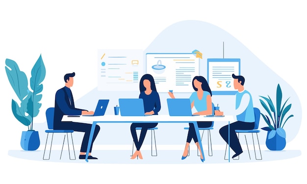 Vector flat people on business illustration du travail d'équipe illustration plate